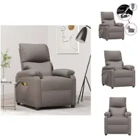 vidaXL Fauteuil de massage électrique Taupe Tissu - Fauteuil de massage