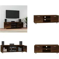 vidaXL Armoire TV chêne fumé 120x40,5x35 cm Bois composite - Armoire TV - Meubles TV - Supports TV