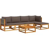 vidaXL Ensemble canapé de jardin 6 pièces avec coussins bois acacia & corde