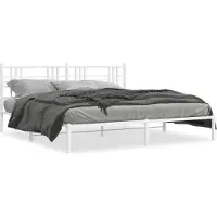 Prolenta Maison Exclusive - Cadre de lit avec tête de lit en métal blanc 193x203 cm