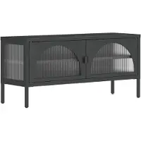 Sonstiges Meuble TV noir 105x35x50 cm verre et acier
