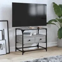 Prolenta Maison Exclusive - Meuble TV avec plateau en verre Gris Sonoma 60x35x51 cm Matériau dérivé du bois