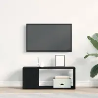Prolenta Meuble TV exclusif - Ensemble de meubles TV de 80 x 24 x 32 cm, finition noire imitation chêne