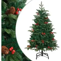 Syfax Sapin de Noël artificiel avec pommes de pin et baies 150 cm