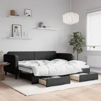 Prolenta Maison Exclusive - Canapé-lit convertible avec tiroirs, noir, 90 x 190 cm, tissu