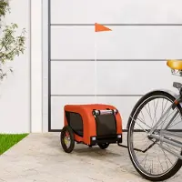 Prolenta Remorque de vélo exclusive - pour chiens, couleurs orange et noir. Fabriquée en tissu Oxford et en fer