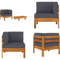 vidaXL Ensemble de salon de jardin 2 pièces avec coussins gris foncé en bois d'acacia - Ensemble de salon de jardin - Meubles de jardin - Ensemble de meubles de jardin