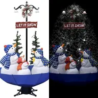 Prolenta Maison Exclusive - Sapin de Noël avec neige et socle parapluie bleu, 170 cm, PVC
