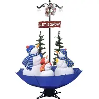 Syfax Arbre de Noël neigeux avec base de parapluie Bleu 170 cm PVC