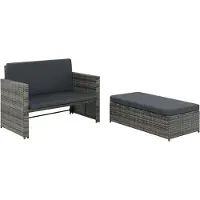 Syfax Salon de jardin 2 pcs avec coussins Résine tressée Gris