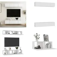 vidaXL Armoires TV 4 pcs. Blanc 80x30x30 cm Bois composite - Armoire TV - Armoires TV - Armoire Hi-Fi - Armoires Hi-Fi