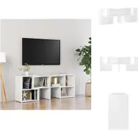 vidaXL Armoire TV Blanc brillant 104x30x52cm Bois composite - Meuble TV