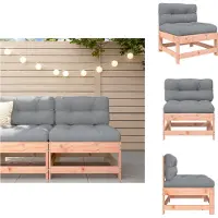 vidaXL Canapé central avec coussin en bois massif Douglas - éléments de canapé de jardin