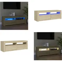 vidaXL Armoire TV avec lampes LED Chêne Sonoma 120x35x40 cm - Armoire TV - Armoire TV Avec Lampe LED - Armoire TV Avec Lampes LED