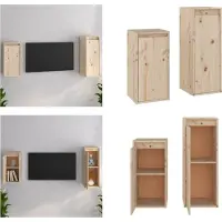 vidaXL Armoires TV 2 pcs. Pin massif - Armoire TV - Armoires TV - Armoire TV en bois - Armoire suspendue
