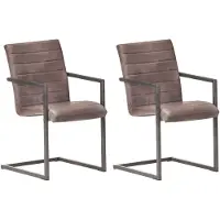 Syfax Chaise cantilever 2 pcs. Marron Cuir véritable