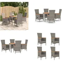 vidaXL 5 pcs. Salon de jardin avec coussins Gris Poly Rotin - Salon de jardin - Salon de jardin - Salon Terrasse