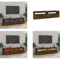 vidaXL Armoire TV avec lampes LED 2 pcs. Chêne fumé 75x35x40 cm - Meuble TV - Meubles TV - Support TV