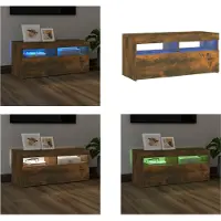 vidaXL Armoire TV avec lampes LED chêne fumé 90x35x40 cm - Armoire TV - Meubles TV - Supports TV