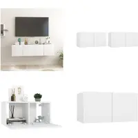 vidaXL Meubles TV suspendus 2 pcs. Blanc 60x30x30 cm - Armoire TV - Meubles TV - Meubles TV