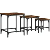 Syfax Tables basses gigognes 3 pcs chêne fumé bois d'ingénierie
