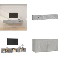 vidaXL Armoires murales TV 3 pcs. Betongrau 80x34,5x40 cm - Meuble TV mural - Meubles TV muraux - Meuble TV - Console TV