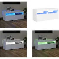 vidaXL Armoire TV avec lampes LED Blanc 90x35x40 cm - Armoire TV - Armoire TV Avec LED - Meuble TV