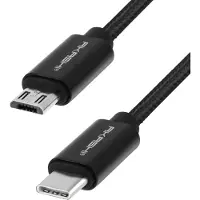 Altadif ALTCABLTCMUSBLK, 1 mètre, USB-C, Micro-USB A, Noir