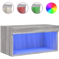 vidaXL Armoire TV avec lampes LED Gris Sonoma 60x30x30 cm