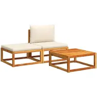 Syfax Ensemble de canapés de jardin 3 pièces avec coussins en bois d'acacia et rotin