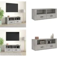 vidaXL Armoire TV gris béton 100x35x40 cm Bois composite - Armoire TV - Meubles TV - Supports TV