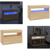 vidaXL Armoire TV avec lampes LED Chêne Sonoma 60x35x40 cm - Armoire TV - Armoire TV Avec Lampe LED - Armoire TV Avec Lampes LED