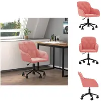 vidaXL Chaise de bureau pivotante rose velours - Chaises de bureau