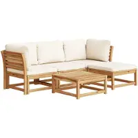 Syfax Salon de jardin avec coussins 5 pcs Bois d'acacia solide