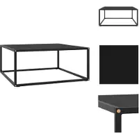 vidaXL Table basse noire avec verre noir 80x80x35 cm - Tables basses