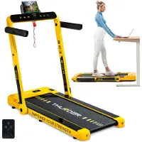Thunder RACE-GOLD Tapis de Course 14 km/h Pliable Walking Pad 2 CV jusqu'à 130 kg LED Bluetooth Application Fitness Maison