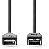 Nedis Câble USB | USB 3.2 Gen 1 | USB-A mâle | USB-A femelle | 5 Gbps | Nickelé | 2,00 m | Rond | PVC | Noir | Etiquette