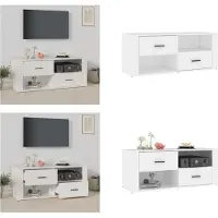 vidaXL Armoire TV Blanc 100x35x40 cm Bois composite - Meuble TV - Armoires TV - Supports TV - Meubles TV