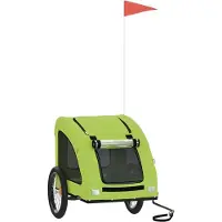 vidaXL Remorque pour vélo Chiens Vert Tissu Oxford et fer