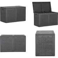 vidaXL Boîte de rangement de jardin 180 L noir PP rotin - Boîte de rangement de jardin - Boîte de rangement de jardin - Boîte à poussière
