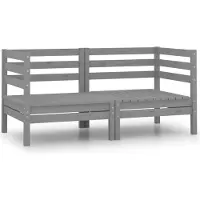 Syfax Canapé à 2 places de jardin Gris Bois de pin solide