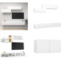 vidaXL 6 pcs. Ensemble d'armoires TV Blanc Bois composite - Ensemble d'armoires TV - Ensemble d'armoires TV suspendues - Ensembles d'armoires TV suspendues