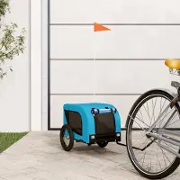 Prolenta Maison Exclusive - Remorque pour vélo, pour chiens, bleu et noir. Tissu Oxford et fer