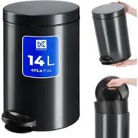 Kadax Poubelle "Melfi", Poubelle à pédale en acier noir, 14 L
