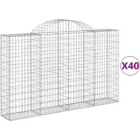 vidaXL Gabions avec arc surélevé 40pcs. 200x30x120/140cm Fer galvanisé