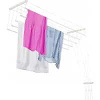 Kadax Séchoir à linge de plafond "Resiga", Séchoir de plafond charge 10 kg, 5 barres, 180 cm, blanc