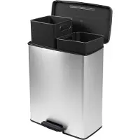 Curver Produit de deuxième choix : poubelle Deco Bin Slim 254619, 52 L, 486 x 615 x 284 mm, argent, Eimer615