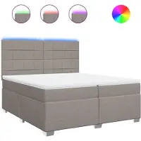 vidaXL Lit boxspring avec matelas Taupe 200x200 cm Tissu