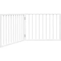 vidaXL Grille pour chien Pliable 2 panneaux Blanc 160 cm Bois de peuplier