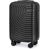 Solier Valise rigide Valise de voyage à 4 roulettes Valise à roulettes avec serrure à combinaison Hardcase Valise de voyage trolley valise de bord 30L noir